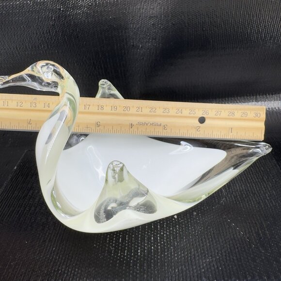 Vintage Venetian Art Glass Duck Bird Bowl Dish Candy Holder Container White VTG - Picture 4 of 14